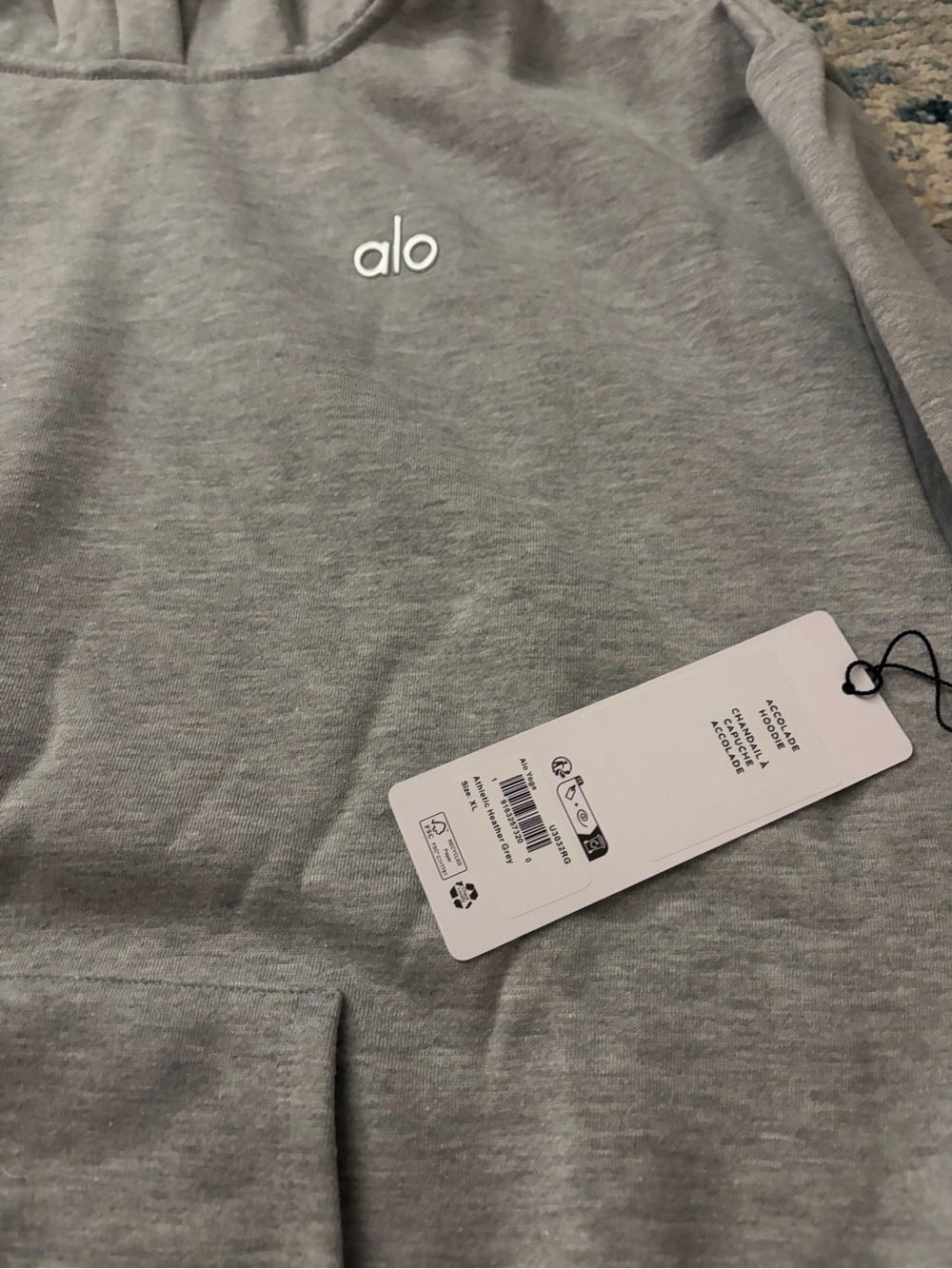 NWT Alo Yoga Heather Grey Pullover Hoodie & Wide Leg Sweatpants Matching Set - Picture 3 of 6